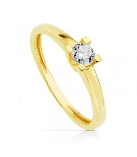 Solitario Bianca Oro Amarillo 18 kilates - Anillo de compromiso, anillo pedida mano mujer