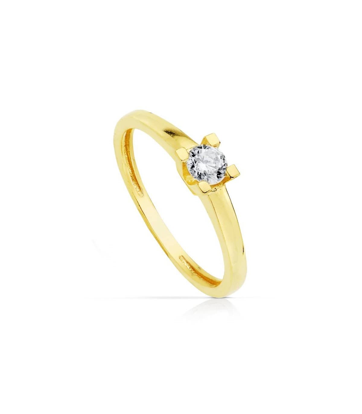 Solitario Bianca Oro Amarillo 18 kilates - Anillo de compromiso, anillo pedida mano mujer