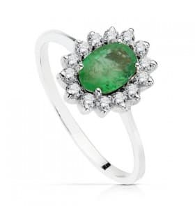 Halo-Verlobungsring mit Smaragd und Zirkonia 19305 | Weißgoldringe für Damen