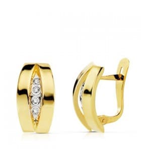 Orecchini in oro bicolore 18 kt, fascia bombata, chiusura scatto | Gioielli online Donna - Matilda