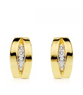 Orecchini in oro bicolore 18 kt, fascia bombata, chiusura scatto | Gioielli online Donna - Matilda
