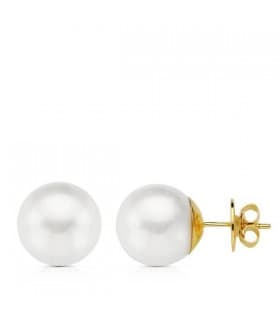 Orecchini di perlea ustraliane coltivate: bianca e rotonda, in oro 18 Kt 12,5 mm, modello Acantha per Donna.