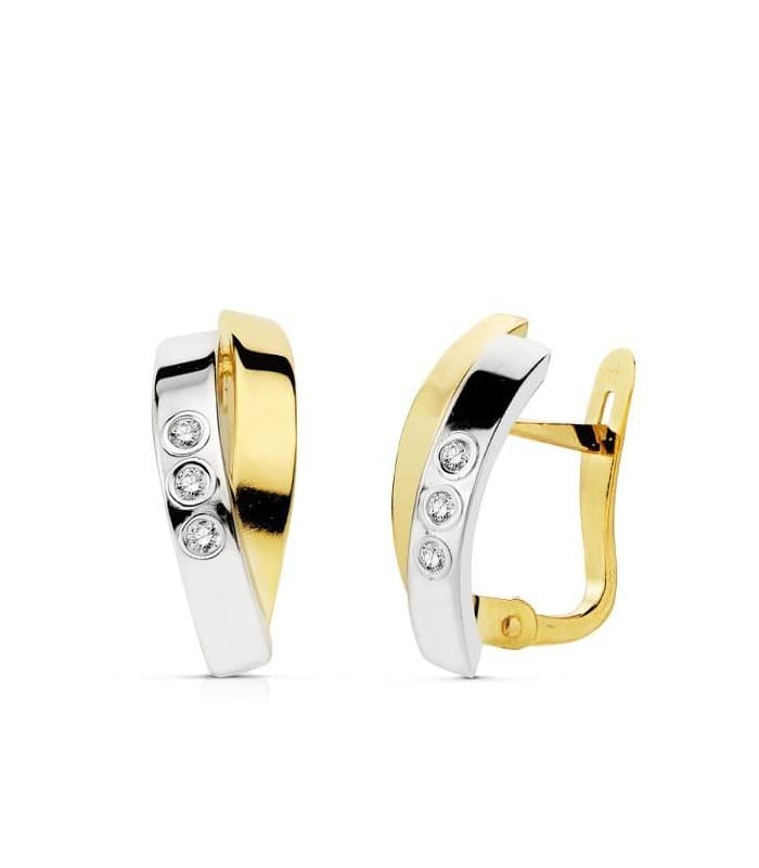 Ohrringe für Damen Zirkonia 18K Gold, Ohrstecker und Ohrclips mit englischem Verschluss