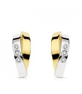 Orecchini in oro bicolore 18 kt, fascia bombata, chiusura scatto | Gioielli online Donna - Sandi