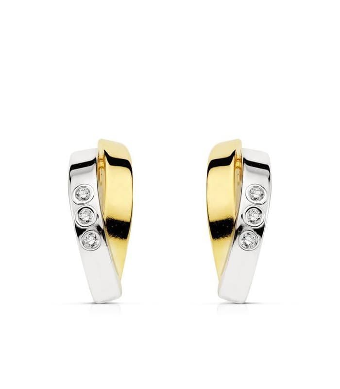 Pendiente oro bicolor Sandi 18 Ktes
