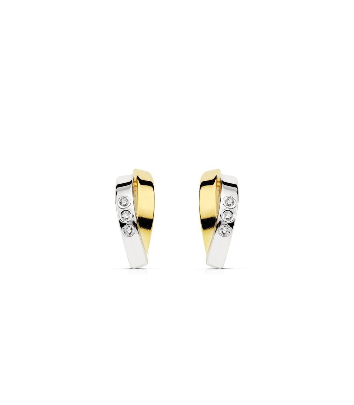 Ohrringe für Damen Zirkonia 18K Gold, Ohrstecker und Ohrclips mit englischem Verschluss