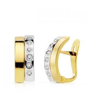 Pendiente oro bicolor Yumara 18 KtesOrecchini in oro bicolore 18 kt, fascia bombata, chiusura scatto | Gioielli online Donna