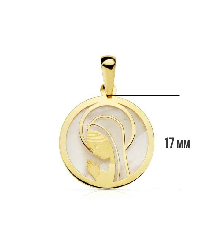 Colgante medalla virgen niña comunion oro 18 Kilates joya personalizada