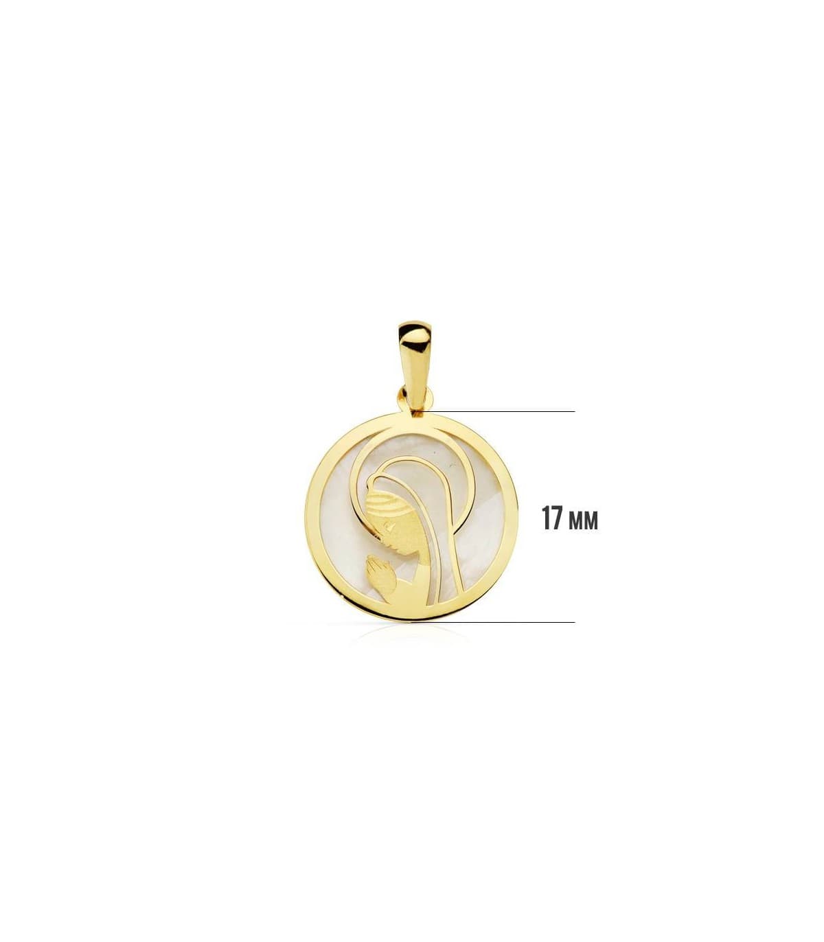 Colgante medalla virgen niña comunion oro 18 Kilates joya personalizada
