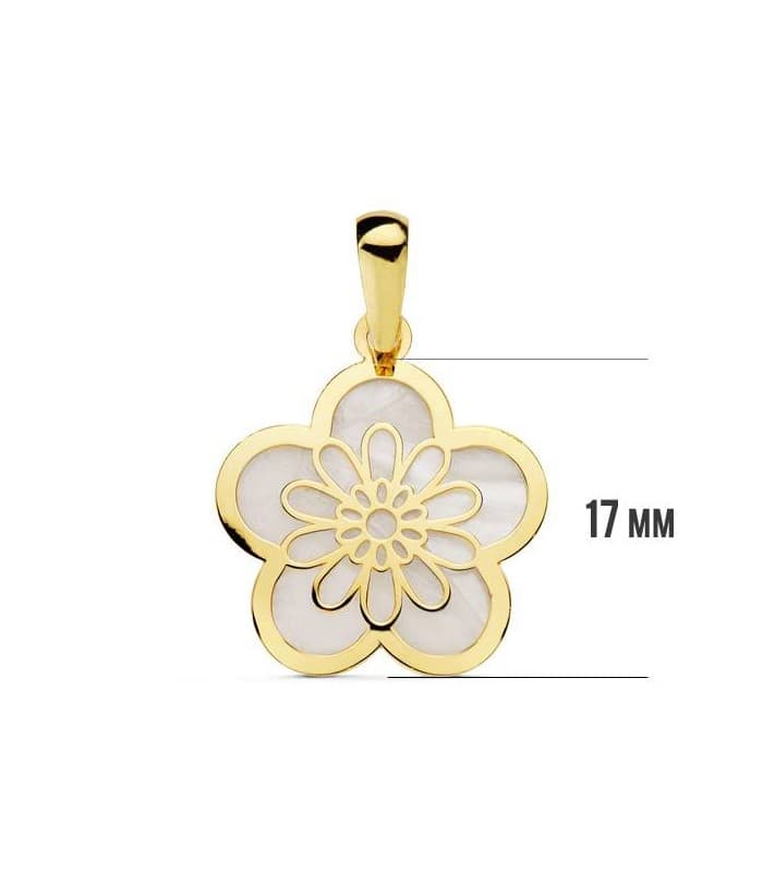 Anhänger Blume mit Perlmutt 16825 Gelbgold 750, 17 mm