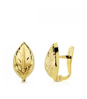 Orecchini da donna con lavorazione a foglia in oro  giallo 18kt, 12 mm.