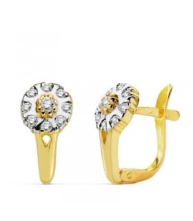 Pendientes oro bicolor Florida 18 Ktes
