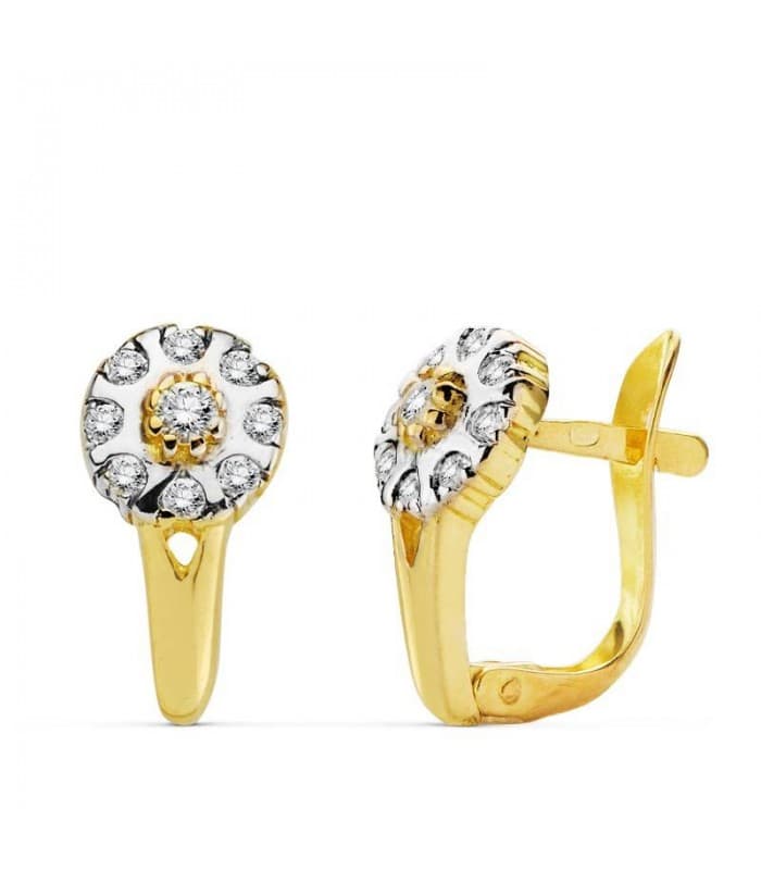 Pendientes oro bicolor Florida 18 Ktes