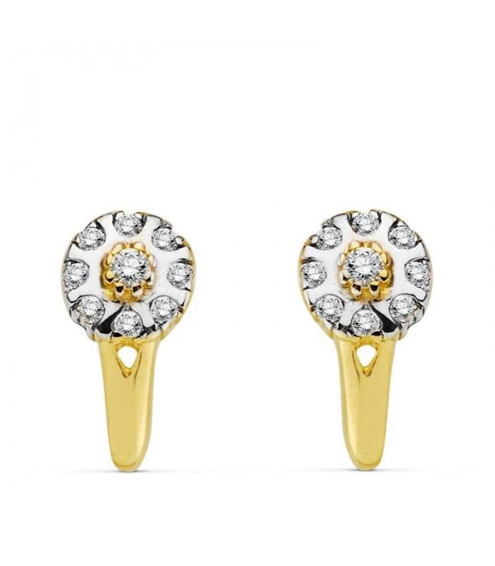Pendientes oro bicolor Florida 18 Ktes