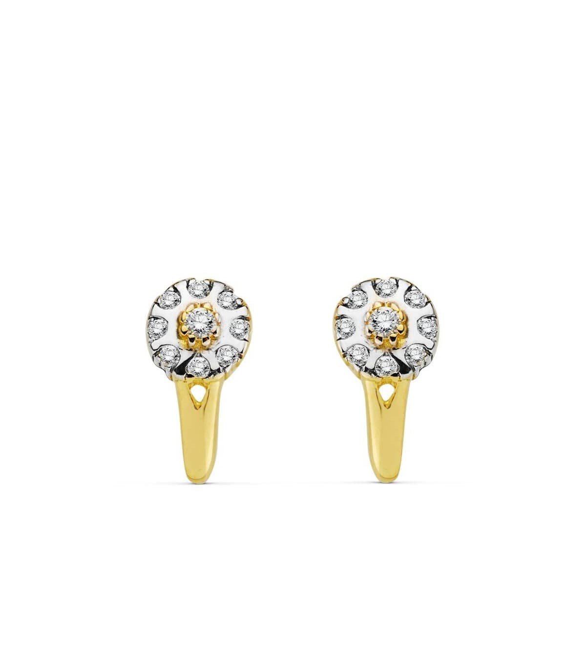 Pendientes oro bicolor Florida 18 Ktes