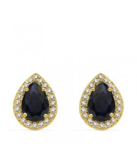 Orecchini in oro 18 Kt Acacia blu 10 mm, ideale per donna, rosetta a goccia con zirconi.