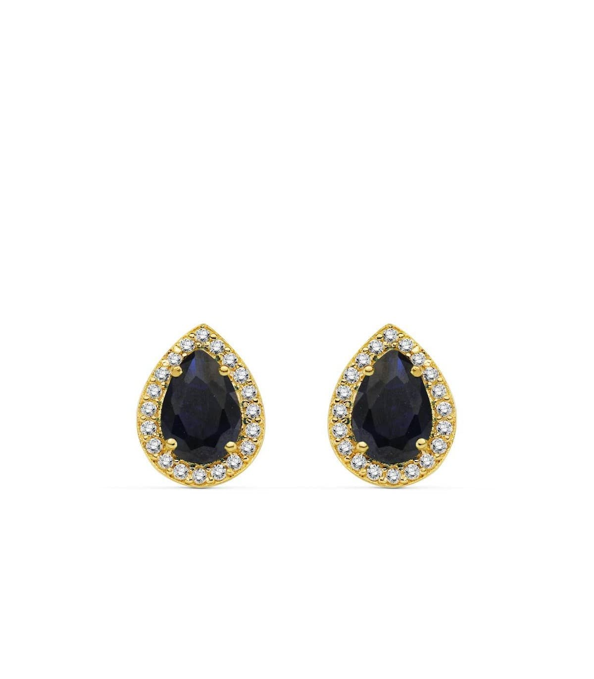 Orecchini in oro 18 Kt Acacia blu 10 mm, ideale per donna, rosetta a goccia con zirconi.