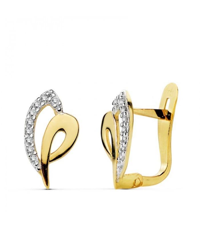 Pendientes oro bicolor Bea 18 Ktes