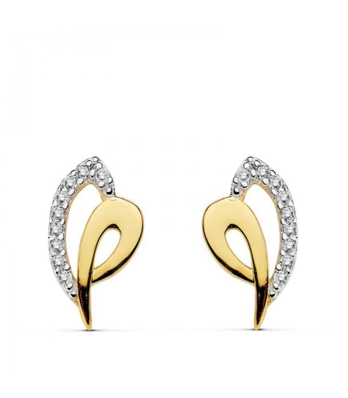 Pendientes oro bicolor Bea 18 Ktes