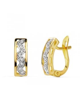 Pendientes oro bicolor Rosario 18 Ktes