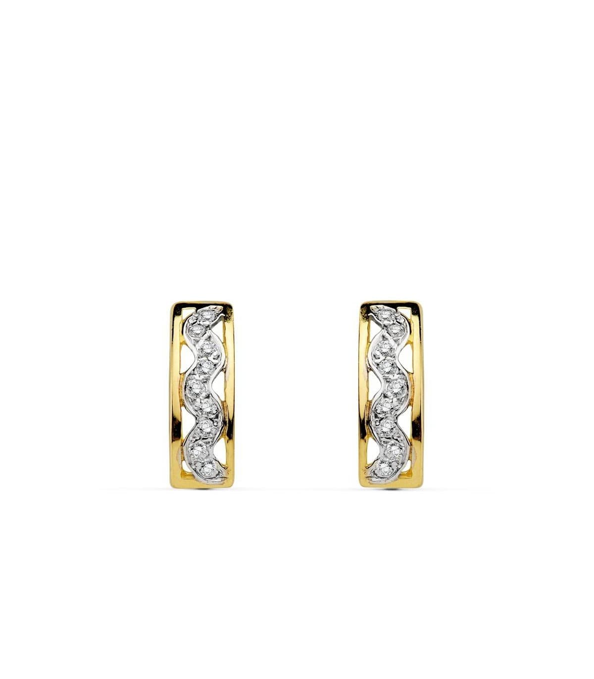 Pendientes oro bicolor Rosario 18 Ktes