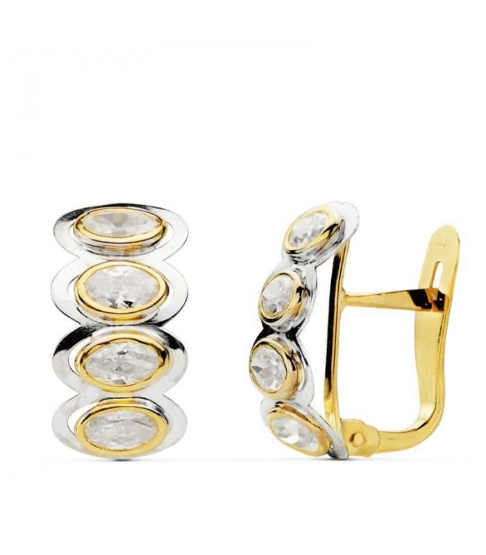 Pendientes oro bicolor Francisca 18 Ktes