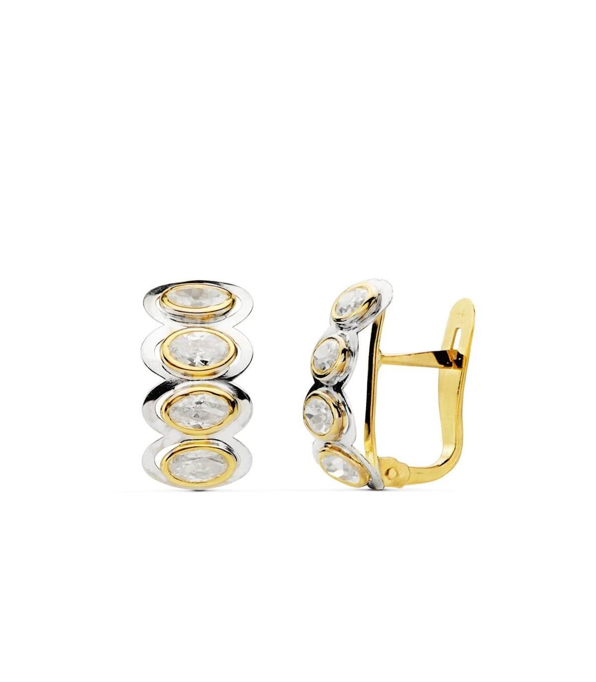 Pendientes oro bicolor Francisca 18 Ktes