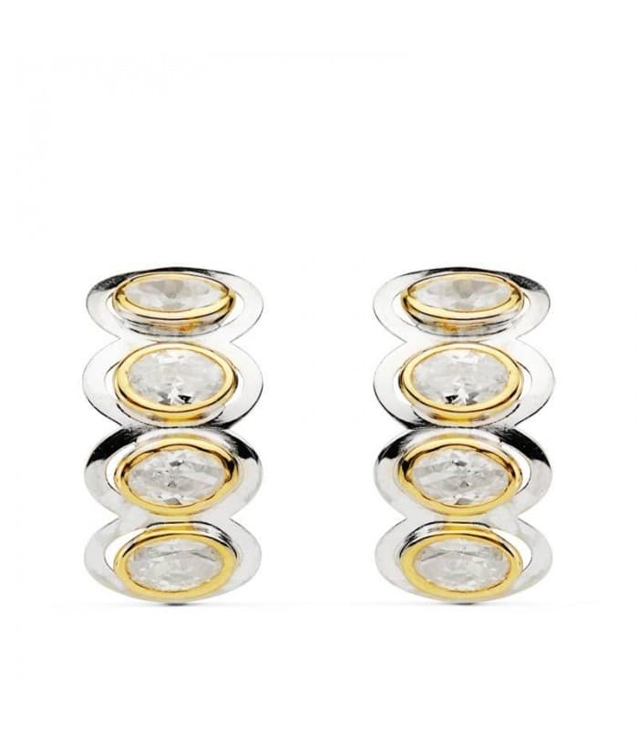 Pendientes oro bicolor Francisca 18 Ktes