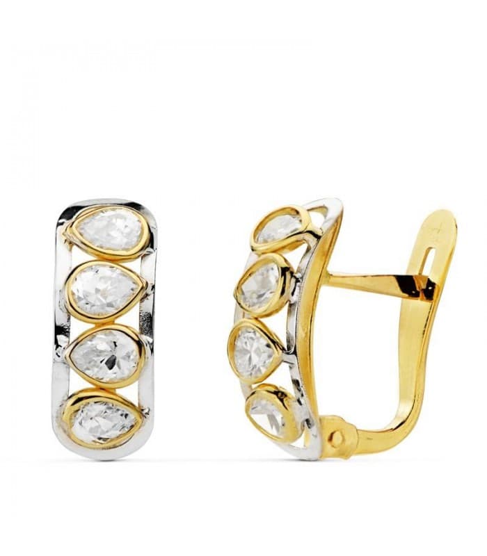 Pendientes oro bicolor Francisca 5 mm 18 Ktes