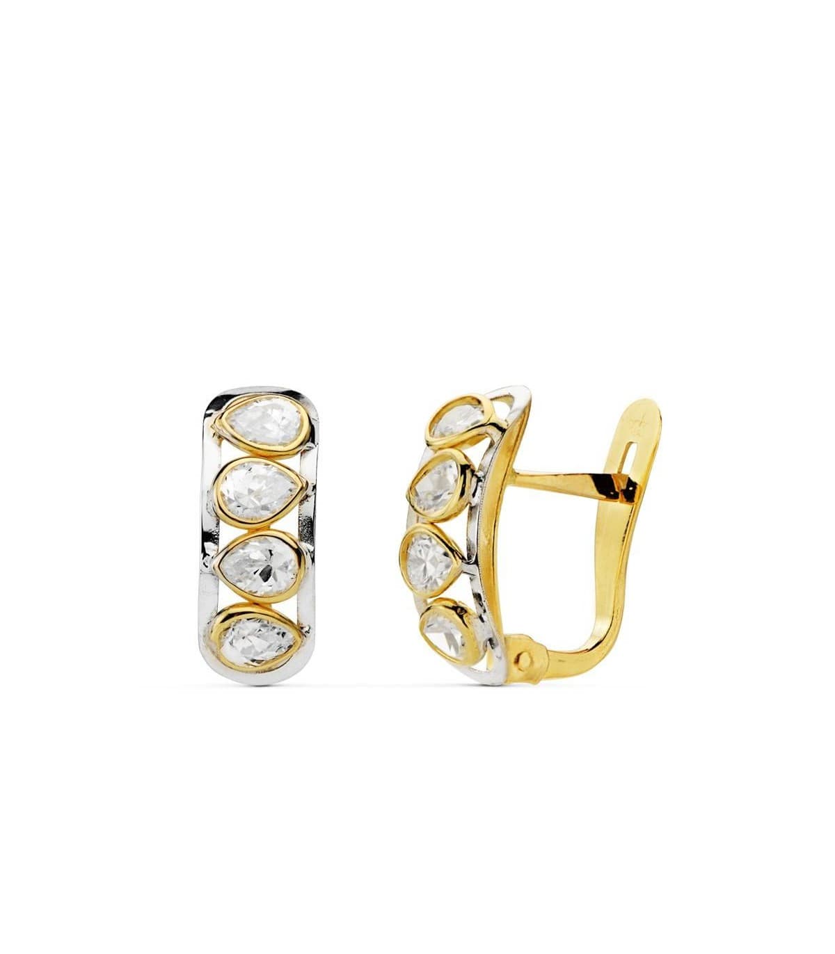 Pendientes oro bicolor Francisca 5 mm 18 Ktes