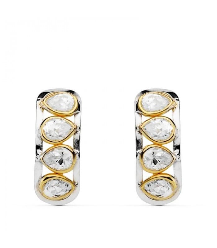 Pendientes oro bicolor Francisca 5 mm 18 Ktes