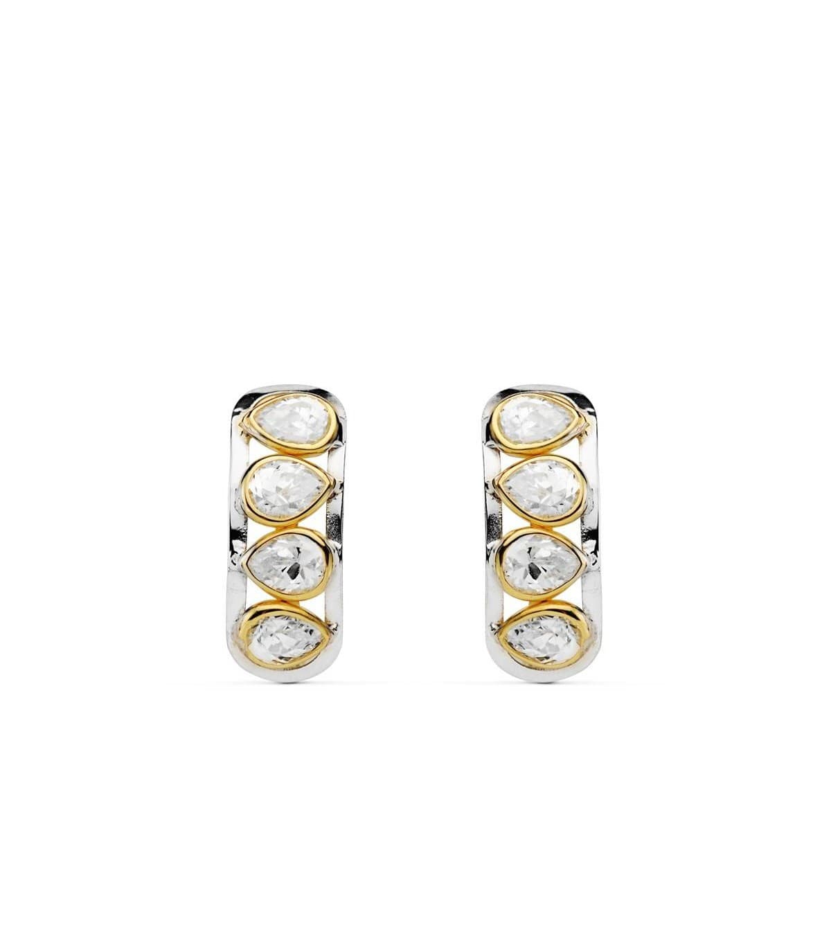 Pendientes oro bicolor Francisca 5 mm 18 Ktes