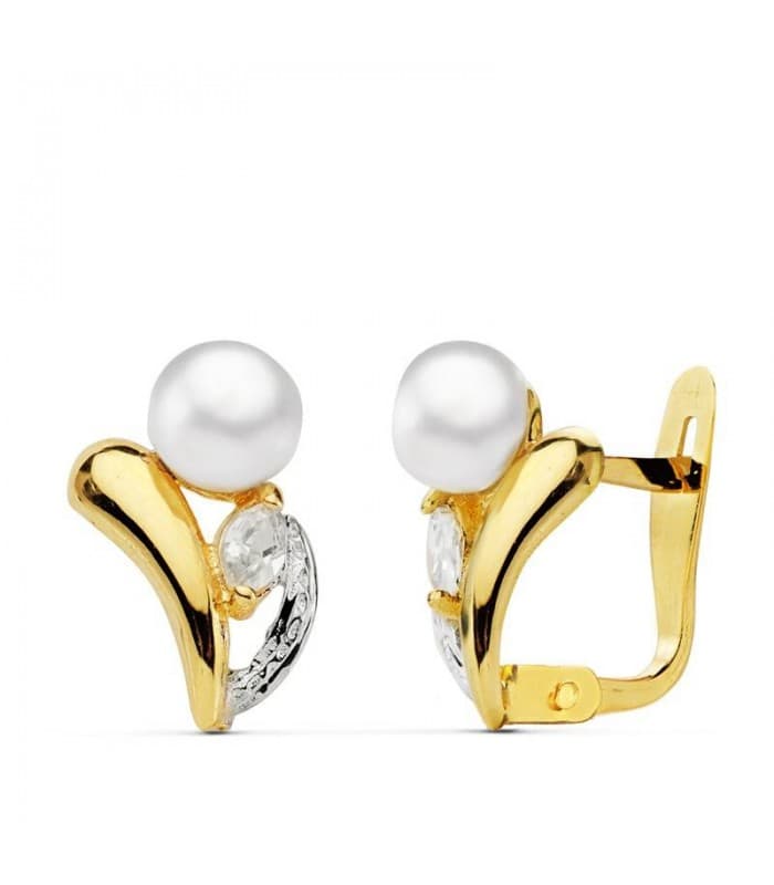 Pendientes oro bicolor Saray 18 Ktes