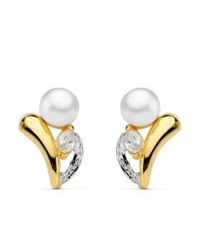 Pendientes oro bicolor Saray 18 Ktes