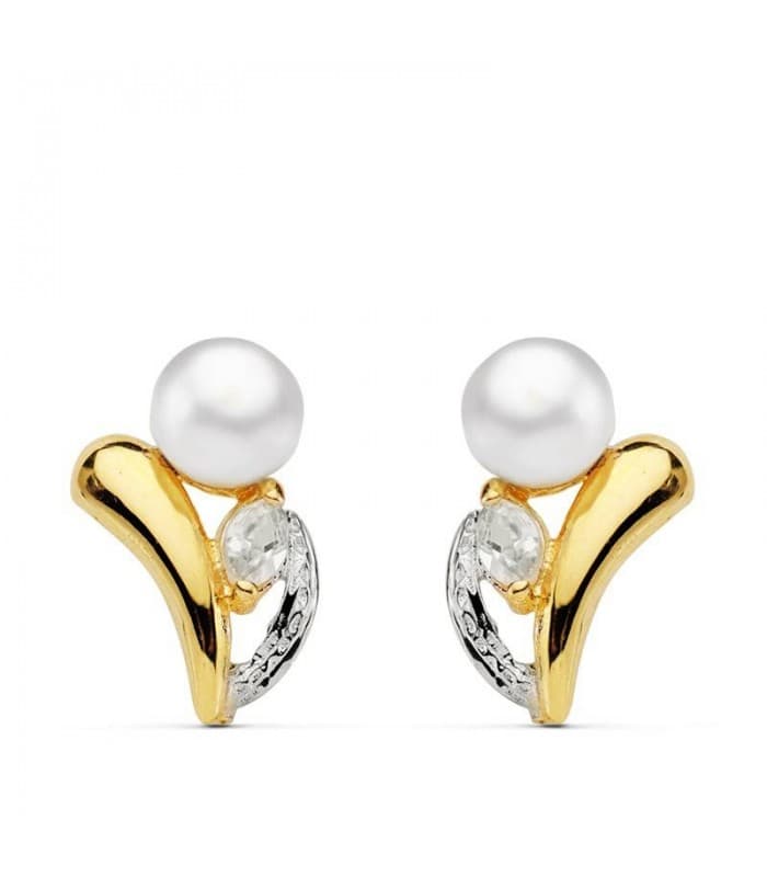 Pendientes oro bicolor Saray 18 Ktes