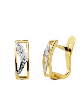 Pendientes oro bicolor Naia 18 Ktes
