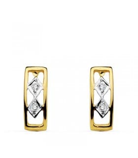 Pendientes oro bicolor Esmeralda 18 Ktes