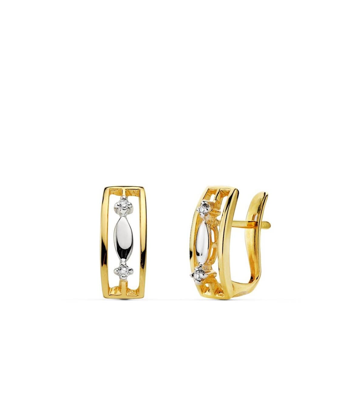 Pendientes oro bicolor Sisiu 18 Ktes
