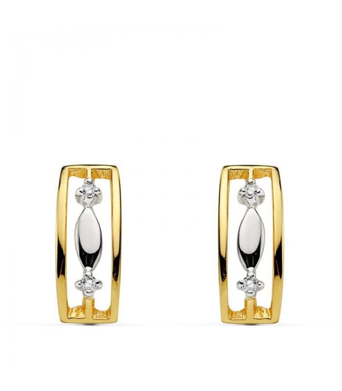 Pendientes oro bicolor Sisiu 18 Ktes