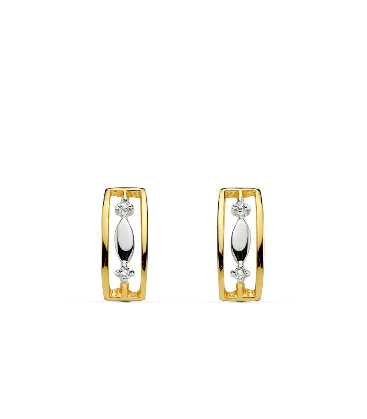 Pendientes oro bicolor Sisiu 18 Ktes