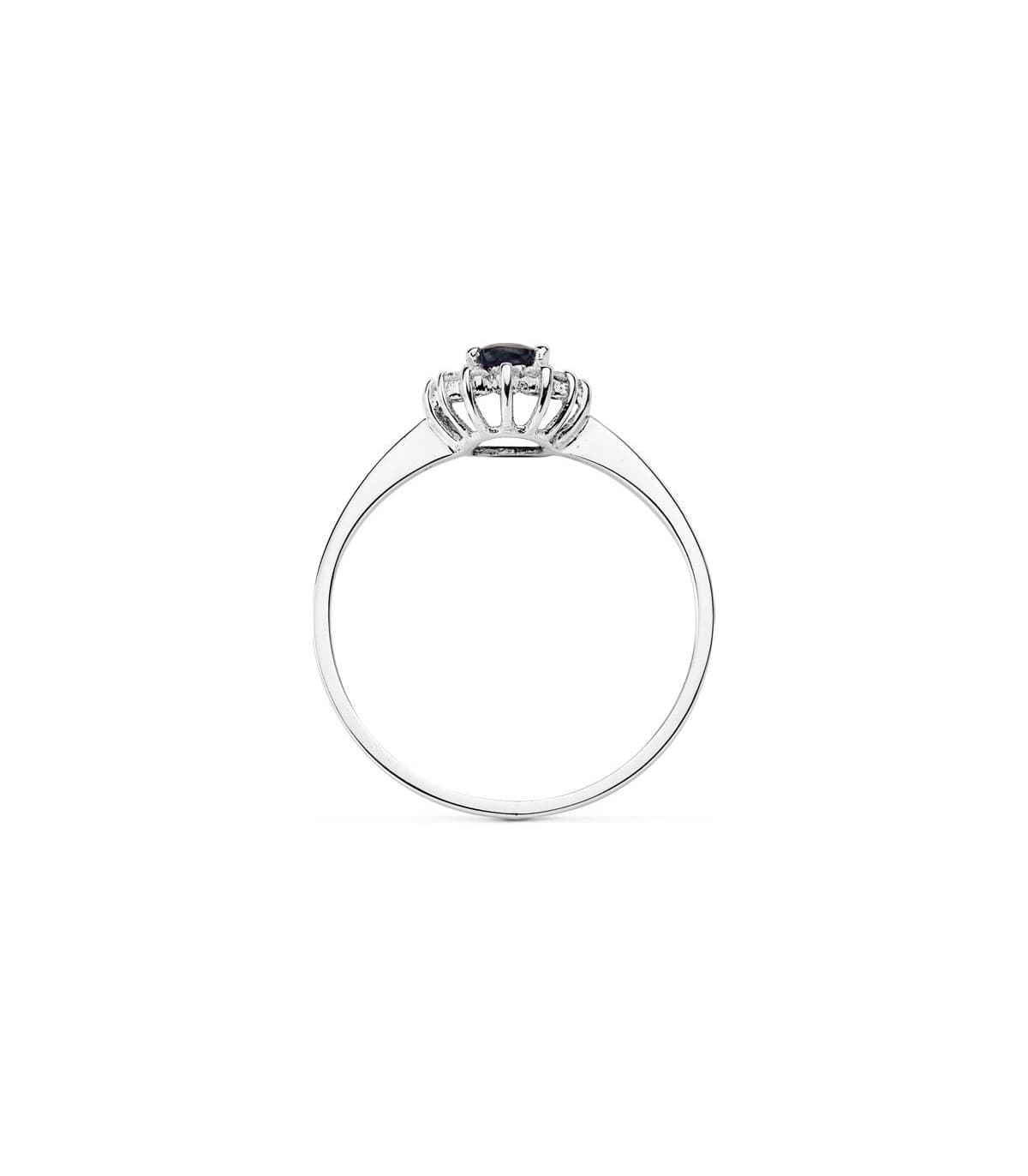 Anello da donna in oro bianco. Modello Jasmin oro bianco e zaffiro. Gioielli online.