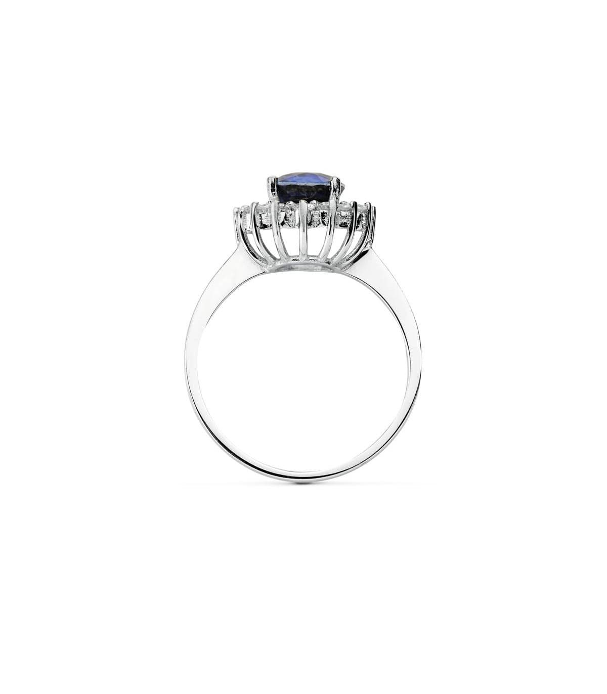 Saphir Ring mit Diamanten Galadriel 750 Weißgold