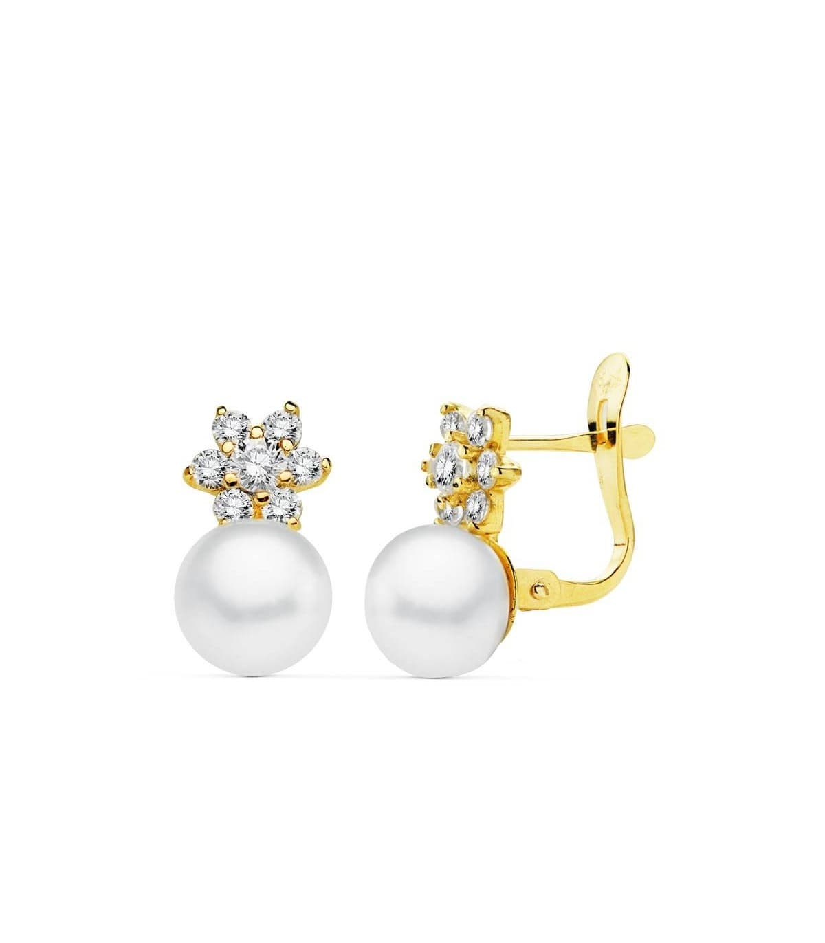 Kinderohrringe Süßwasserperlen n4175-7a 750er Gold, weiße Perle Ø 7 mm