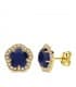 Orecchini in oro giallo Celia blu 18 Kt, orecchini da donna con pietre colorate, forma di fiore.
