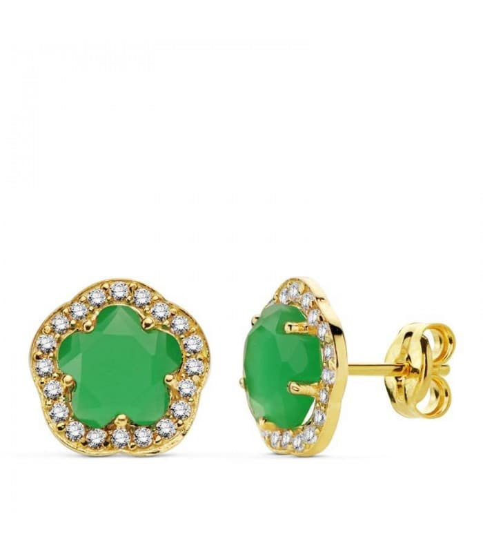 Pendiente Celia verde 18 Ktes