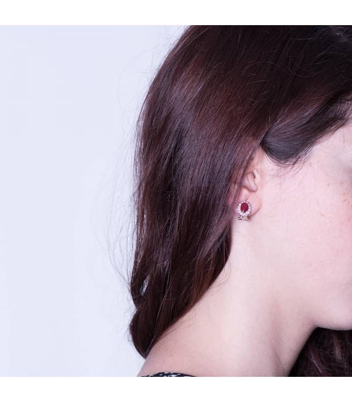 Orecchini Sybil oro bianco 18kt rubino e diamanti