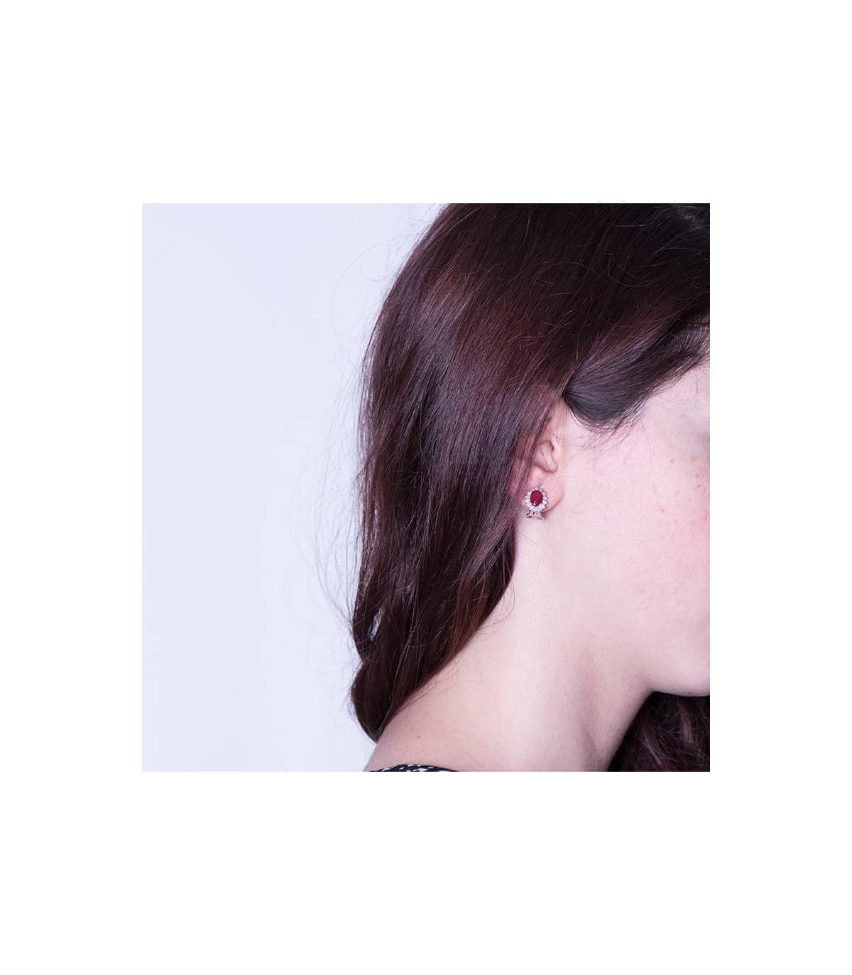 Ohrringe Sybil Rubin und Diamant 750 Weißgold