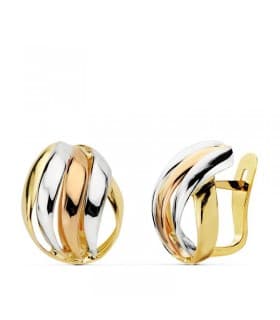 Knoten-Ohrstecker 12 × 15 mm in Tricolor Gold 18K - Damen Ohrringe Naunet