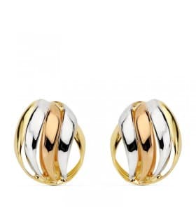Pendiente oro tricolor Naunet 18 Ktes