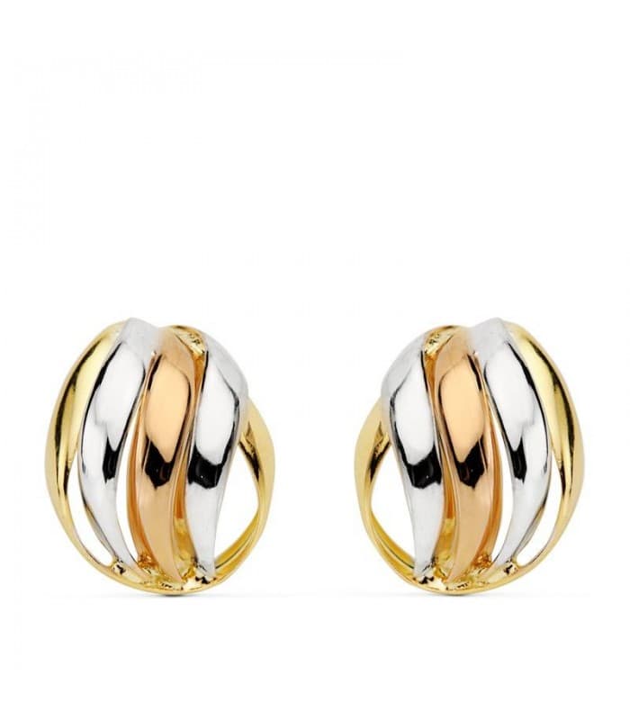 Boucles d'oreilles or tricolore Naunet 18 Carats